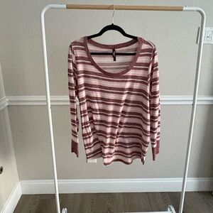 Torrid Size 2 (18/20) Pink and White Striped Long Sleeve Top